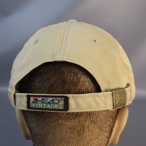 Hawks Landing Strapback Hat Khaki Tan‎ Adjustable Golf Course Cap USA Flag - Picture 4 of 9